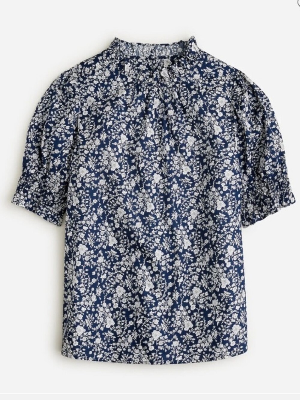 NWT J.CREW LIBERTY FLORAL TANA LAWN COTTON PUFF SLEEVE BLOUSE SZ M